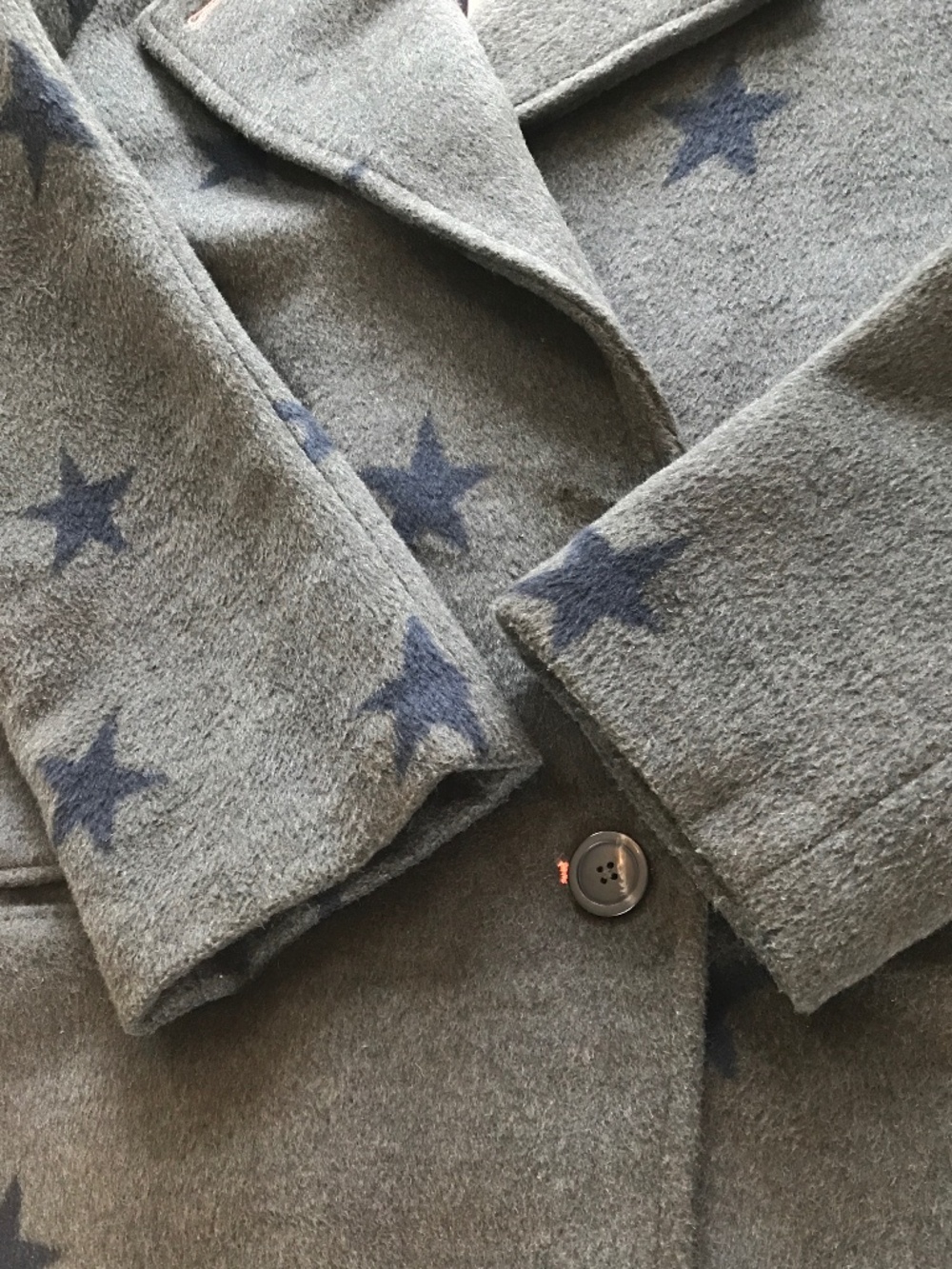AVEC LES FILLES ESTRELLAS LONG STAR PRINT DOUBLE FACE TRENCH WOOL GREEN COAT - Picture 14 of 16